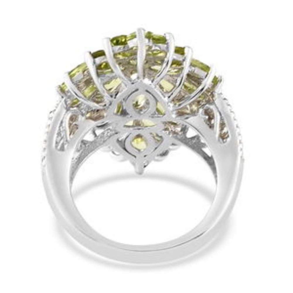 American Natural Arizona Peridot Floral Spray Ring in Platinum Over Sterling Sil - Picture 5 of 6